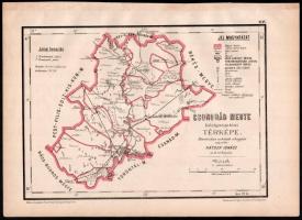 1880 Hátsek Ignác (1827-1902): Csongrád megye közigazgatási térképe, rajta Hódmezővásárhely, Szentes, Szeged, Mindszent és más települések, 1:500.000, Bp., Rautmann Frigyes,(Posner Károly Lajos-ny.), 21x30 cm, teljes: 26x36 cm