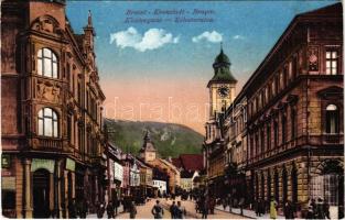 1915 Brassó, Kronstadt, Brasov; Klostergasse / Kolostor utca, üzletek, bútorcsarnok / street view, shops, furniture warehouse