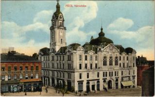 1915 Pécs, városháza, gyógyszertár, Steiner Simon, Weidinger N. utóda Domján I. üzlete