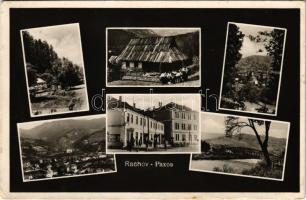 1939 Rahó, Rachov, Rahiv, Rakhiv; részletek / multi-view postcard + M. KIR. POSTA 345 mozgóposta bélyegző (EK)