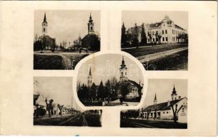 1944 Zsablya, Zabalj; templomok, Járásbíróság, utca, üzletek / district court, churches, shops, street view (fl)