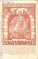 1931 Nagyvárad, Oradea; Szent László védi Nagyváradot! irredenta képeslap. Közművelődési rt. kiadása / Hungarian irredenta propaganda, Ladislaus I of Hungary s: Tary (EK)