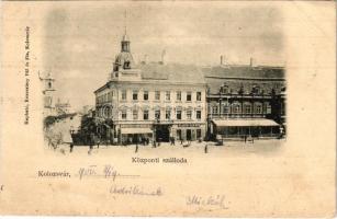 1900 Kolozsvár, Cluj; Központi szálloda, Biasini Sándor, Medgyesy és Nyegrutz üzlete. Keresztesy Pál és Fia kiadása / hotel, shops (EK)