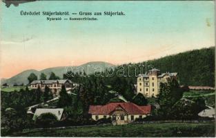 1908 Stájerlak, Steierlak, Stájerlakanina, Steierdorf, Anina; nyaraló. Scheitzner kiadása / Sommerfrische / villa, spa (fl)