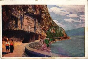 1924 Orsova, Kazán-szoros, Széchenyi emléktábla. Művészlevelezőlap M.F.T.R. 6314-2. Klösz műintézet / Kasanpartie, Széchenyi-Gedenktafel / Cazane / gorge, monument (EB)