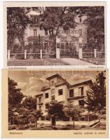 Balatonlelle - 2 db RÉGI város képeslap: Fabinyi penzió, Gyárfás szálloda és penzió