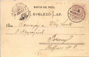 1898 (Vorläufer) Budapest V. Deák tér, Kiosk, Aszódi S. és társa, Kereskedők és Iparosok Banktársasá...