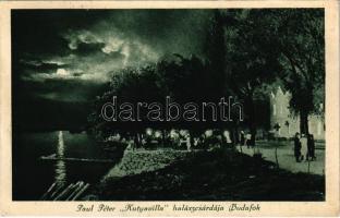 1925 Budapest XXII. Budafok, Paul Péter Kutyavilla halászcsárdája éjjel. Felszállóhely: Gellért fürdőnél, leszállóhely: Budafok őrház (EK)