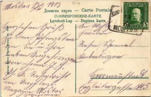 1913 Mostar, Blick gegen Norden / general view, bridge + K.u.K. Militär Post Mostar" (EK)