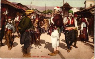 1918 Bosnien, Marktszene / Bosnian folklore, market scene. Verlag A. Thier + K.u.K. 30 cm Mörserbatterie No. 6/S 10 (r)