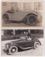 2 db RÉGI fotó képeslap: kétüléses autók / 2 pre-1945 photo postcards: 2-seat automobiles