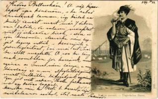 1899 (Vorläufer) Magyar paraszt, magyar folklór / Ungarischer Bauer / Hungarian folklore art postcard, peasant man. Rigler R.T. 3031. litho (EK)