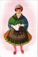 Sárközi leány, magyar folklór / Hungarian folklore art postcard