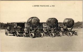 L'Armée Francaise en 1920 / French military, trucks with spotlights