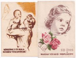 2 db MODERN propaganda képeslap: Köszönet és hála minden véradónak! 10 éves a magyar véradó mozgalom / 2 MODERN propaganda postcards: Hungarian blood donation movement