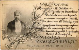 1901 Wien, Vienna, Bécs; Rotunde, Japanisches Kirschblütenfest 18-19-20. Mai 1901. K.u.K. Hof-Atelier Pietzner / Japanese Cherry Blossom Festival. Art Nouveau, floral (pinhole)