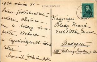 1934 Kivadár (Nagyatád), Gróf Somssich kastély és mauzóleum. Hátoldalon Somssich Mária levele