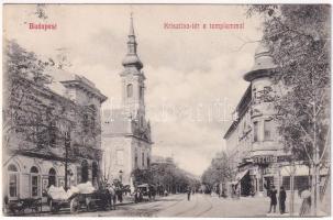 1910 Budapest I. Krisztina tér és templom, cukrászda, gyógyszertár (EK)