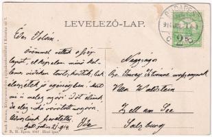 1914 Budapest I. Krisztina tér és templom, cukrászda, gyógyszertár, villamos. Stark Ferenc kiadása (...