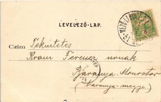 1902 Gálszécs, Secovce; Fő utca, Nemzeti szálloda, üzletek. Koch Gábor kiadása. Magaziner Antal fény...