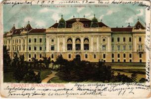 1902 Rimaszombat, Rimavská Sobota; Gömör-Kishont vármegye új székháza, vármegyeháza. Lévai Izsó kiadása / county hall (EM)