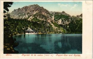 Tátra, Magas-Tátra, Vysoké Tatry; Poprádi tó és csúcs. Cattarino S. kiadása 170. / Popradské pleso / lake, mountain peak