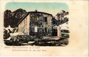 Tátra, Magas-Tátra, Vysoké Tatry; Téry menedékház az Öt tónál. Cattarino kiadása 128. / Téry-Schutzhaus bei den fünf Seen / mountain rest house, chalet (fl)