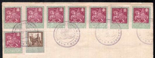 Zágráb 1917 Katonai vonatkozású nyugta 142.801,50K összegről 2.170K értékű 44 db okmánybélyeggel. Lá...