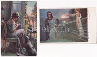 5 db régi képeslap hölgyekről / 5 pre-1945 lady postcards