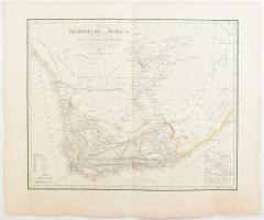 1829 Carl Ferdinand Weiland (1782 - 1847): Die Südspitze von Africa mit der Colonie vom Vorgebirge der guten Hoffnung entworfen von C. F. Weiland. Weimar, 1829, Verlage des Geogr. Instituts, kézzel színezett rézmetszet, 35x41 cm, teljes: 48,5x40 cm