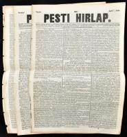 1848 április 7.-10., Pesti Hirlap 4 lapszáma, a forradalom és szabadságharc híreivel, korabeli reklámokkal, hajtásnyommal, lapszéli apró sérülésekkel