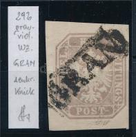 1863 Hírlapbélyeg szürkésibolya vízjeles darab "GRAN" azonosítás: Strakosch, 1863 Newspaper stamp greyish violet with watermark "GRAN" Identification: Strakosch