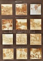 1916-1917 I. világháborús fotóalbum 129 db beragasztott fotóval, feliratozva karintiai és felső-olas...