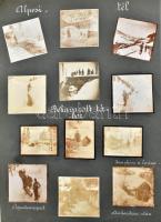1916-1917 I. világháborús fotóalbum 129 db beragasztott fotóval, feliratozva karintiai és felső-olas...