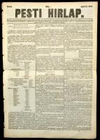 1848 április 21., Pesti Hirlap lapszáma, a forradalom és szabadságharc híreivel, korabeli reklámokkal, hajtásnyommal, lapszéli apró sérülésekkel. két lap elvált