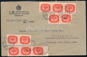 1946 (15. díjszabás) Levél 10 db Milliós 1MP bélyeggel