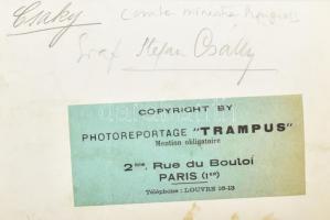 cca 1938-1941 Csáky István külügyminiszter, politikus fotója, sajtófotó, a hátoldalon feliratozva, c...