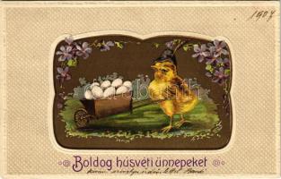 1907 Boldog húsvéti ünnepeket! Dombornyomott litho / Easter embossed litho greeting. Erika Nr. 3293.