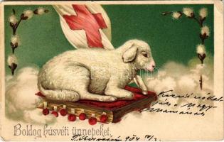 1904 Boldog húsvéti ünnepeket! Dombornyomott litho / Easter embossed litho greeting (EK)