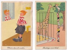 12 db MODERN humoros és grafikai képeslap / 12 modern motive postcards: humorous graphic