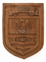 Szolnok 900 éves, címeres fa emléktárgy, falra akasztható, 17x12,5 cm