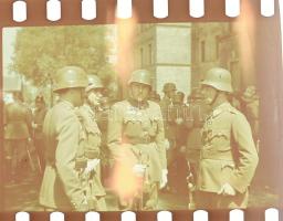 M. kir. katonai gyakorlat, Csatay Lajos altábornagy is látható, 3 db Agfacolor diapozitív, 4x4,5 cm
