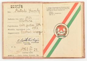 1952 Magyar Szabadságharcos Szövetség tagsági igazolvány, bélyegekkel