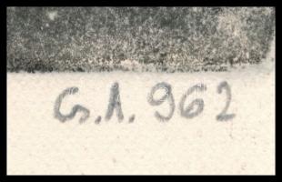 Csavlek András (1942- ): Dunakanyar, 1962. Rézkarc, papír, jelzett, 8x13 cm