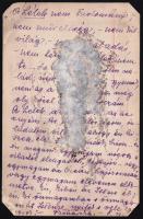cca 1910-1920 Prohászka Ottokár (1858-1927) egyházi író, politikus, székesfehérvári püspök autográf sorai őt ábrázoló fotó hátoldalán, felületi sérüléssel / ragasztásnyommal, 13,5x8,5 cm