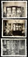cca 1946 6 db fotó lakásbelsőkkel, enteriőrökkel, karácsonyfával, 6,5x9 cm körüli méretben