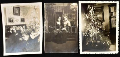 cca 1946 6 db fotó lakásbelsőkkel, enteriőrökkel, karácsonyfával, 6,5x9 cm körüli méretben