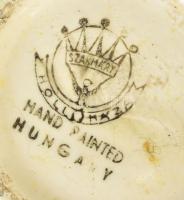 2db Régi Hollóházi váza, keménycserép, jelzett: Hollóháza felirat, Szakmáry feliratú holló, fenyő, k...