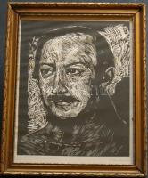 Gerzson Pál (1931-2008): Vörösmarty Mihály fametszet, szignált, keretben 20x26 cm