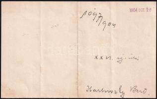 1904 Karlovszky Bertalan (1858-1938) festőművész saját kézzel írt levele Kézdi-Kovács László (1864-1...